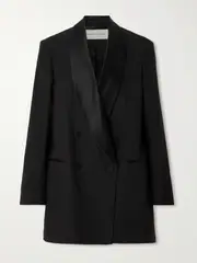 [Dries Van Noten] Dries Van Noten - Double-breasted Linen, Cotton And Silk-blend Blazer - Black - small small Black