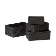Black Storage Baskets Set 4 - Stackable Woven Basket Paper Rope Bin, Storage ...