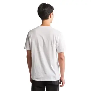 任-Timberland 男款白色LOGO印花經典短袖T恤A6Q81P54
