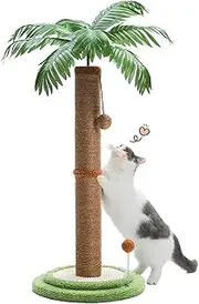 PAWZ Road Coconut Palm Cat Scratching Post 85cm Cat Scratcher for Indoor Cats with Interactive Balls & 100% Sisal Covered Scratch Posts Brown