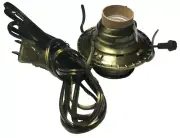 New Antique Brass Plated #2 Electric Lamp Burner With 8 ft. Antique Brass Cord