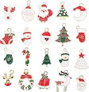 Anneome Alloy Christmas Pendants for DIY Craft 20pcs Theme Pendants Santa Claus Snowman Bells for Decor