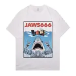 JAWS666 (白色版) T恤(超細纖維T恤) 戶外T恤樂隊/卡通襯衫