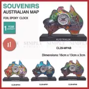 Australian Souvenirs Map Clock Movement Beside Foil Epoxy Aussie Gift Bulk AU
