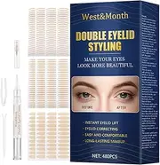 Double Eyelid Tape, Instant Eyelid Lift, Ultra Invisible Double Eyelid Sided Sticky, Eyelid Correcting Strips for Heavy Hooded Droopy Lids, with Eye Cream Tweezers Spray