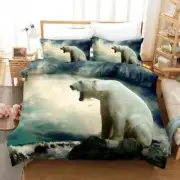 King Size Duvet Cover White Polar Bear Duvet Cover with Zipper Closure Bedding