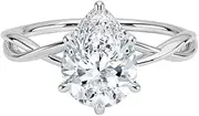 [Generic] Customize Jewel 10.0 Carat Pear Excellent Moissanite Six Prong Set Twist Solitaire Engagement Wedding Bridal Ring In Silver 925 With 18k White Gold Plating For Women,D-VVS1, Medium, Moissanite Silver