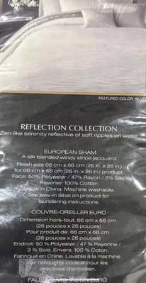 Donna Karan Home Reflection Collection Silk Blend (2)European Shams-SILVER, New