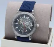 NEW AUTHENTIC MICHAEL KORS GREER SKELETON AUTOMATIC BLUE SILVER MEN MK9040 WATCH