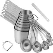 "Stainless Steel Measuring Cups and Spoons Set"