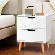 ALFORDSON 2x Bedside Table Nightstand Side Table 2 Drawers White