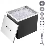 VEVOR Drop in Ice Chest, 21"L x 17"W x 18"H Stainless Steel Ice Cooler, Commercial Ice Bin with Cover, 40 qt Outdoor Kitchen Ice Bar, Drain-pipe and D