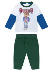 GUESS Bear Active T-Shirt and Pant Set (0–18m) in Green Size: 12M, Cotton