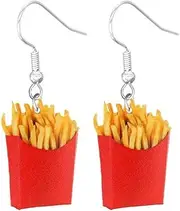 [QRH] Funny Imitation Food Drop Dangle Earrings for Women Acrylic Taco Hamburger Hot Dog Bread Fries Cookies Earrings Cute Simulation Snacks Earrings