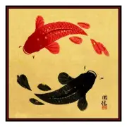 Asian Ying Yang Koi Fish Counted Cross Stitch Chart Pattern