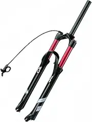 Mountain Bike Air Suspension Fork 26 27.5 29 Inch, Bicycle Front Forks 1-1/8 Remote Lockout Rebound Adjustment QR 9Mm Disc Travel 140Mm