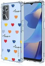 [BORYA] Case for Oppo A16/OPPO A16s/OPPO A54s, Shockproof Soft Transparent Silicone TPU Bumper Mobile Phone Case Ultra Thin Silky High-Quality Elegant Protective Case Love Heart