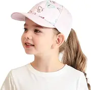 AIDIER Girls' Baseball Cap with Ponytail Hole for Boys Girls from 3-8 Years Adjustable Children's Cap Summer Snapback Cap Outdoor Sun Hat for Boys Girls Golf Peaked Cap, Pink Butterfly, Einheitsgröße