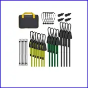 Color-Coded Adjustable Bungee Cord Set - 30pcs with Carabiner Hooks Included