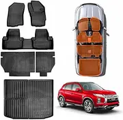 X-CAR Floor Mats Boot Liner Set for Mitsubishi ASX 2010-2025 All Weather Heavy Duty Cargo Kick Mats Back Seat Protector Cover