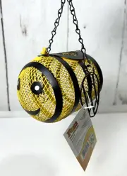 NEW CHAPELWOOD FUN BUMBLE BEE HANGING SEED BIRD FEEDER BLACK YELLOW MESH METAL
