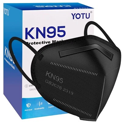 YOTU KN95 Protective Face Masks 5 Layers 60 Pcs GB2626-2019 Black