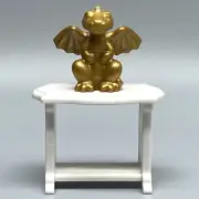 Playmobil Gold Dragon Statue Gargoyle White Side Table Home Indoor Decoration