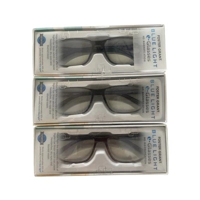 3 Pack New FOSTER GRANT Blue Light E Glasses Black & Brown NO MAGNIFICATION
