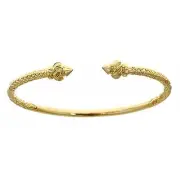 10K Yellow Gold West Indian Bangle w. Torch Ends 8"