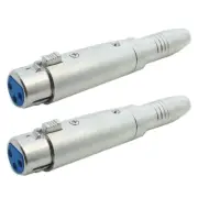 2 Pcs XLR 3 Pin Female to 6.35mm 1/4" Female Stereo Audio Mic Adapter Converter