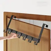US (Black)Over The Door Hook Space Aluminum Over The Door Coat Rack With 7 Hange