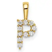 14k Yellow Gold 1/10 Ct. Lab Grown Diamond VS/SI+ G+ Letter P Initial Pendant