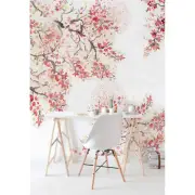 Spring Cherry Blossom Non-Woven wallpaper Floral Roll Flowers Home Mural Decor
