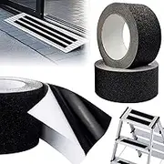 2 Roll Anti Slip Decking Strips,BetterJonny 5cm*5m Anti Slip Tape, Grip Tape for Steps, Non Slip Stair Treads Outdoor Waterproof, High Traction Safety Tape, for Indoor and Outdoor, Black