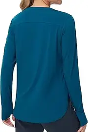 [THE GYM PEOPLE] Women's Long Sleeve Workout Shirts Lightweight Cotton Running Yoga Tops with Thumb Hole