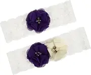 [LIFKOME] Lace Flower Garters Belt for Bride Wedding Decor Elastic Comfortable for Events