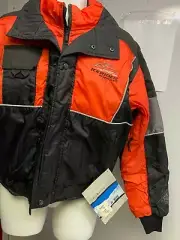 LADY'S ICE RIDER SNOWMOBILE MUSTANG JACKET,NEW,SIZE 14 OR 16,BLACK/ORANGE/SILVER