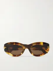 [BOTTEGA VENETA EYEWEAR] BOTTEGA VENETA EYEWEAR - Oval-frame Gold-tone And Tortoiseshell Acetate Sunglasses - One size One size Tortoiseshell