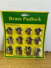 KEYED Brass PADLOCK SMALL SIZES 20 25 30 MM Solid Brass Lock Security TWO KEYS