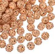 150Pcs 10mm Rhinestone Clay Beads, Polymer Clay Crystal Bead (Peach)