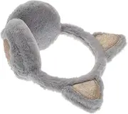 [TENDYCOCO] Cat Ears Fleece Ear Ear Earmuff Cover Ear Muffs for Winter for Unisex Warm Furry Sports Ear Warmer Ear Warmer Headband Men Earmuff Plush Grey