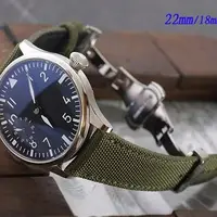 在飛比找PChome24h購物優惠-全新 IWC 萬國錶代用進口高級強化纖維雙向摺疊扣錶帶軍綠色