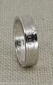 2010 90% Silver Proof US Quarter Dollar Coin Ring Wedding Band AR, WY, CA, AZ OR