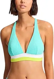 [Seafolly] Women's Standard Bralette Bikini Top Swimsuit with Clip Back, Slice of Splice
