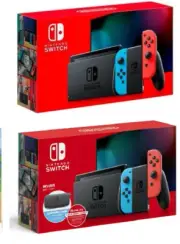 New Nintendo Switch V2 Console HAC001 Neon Blue+Red/Case/12moMembership Bundle