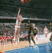 Indiana Kent Benson in action vs Michigan Phil Hubbard at The Spec- Old Photo