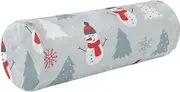 GuoChe Bolster Pillow Decorative Christmas Snowman Trees Snowflakes New Year Gray Neck Roll Pillow Insert 5.5" x 17" Sofa Round Pillows Soft Foam Cylinder Lower Back Support Pillow