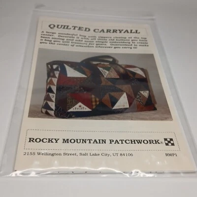 Quilted Carryall Tote Bag Rocky Mountain Patchwork Pattern VTG 1997 Uncut NOS