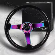 NRG RST-036BSB-MC 350MM Black Sparkle Wood Neo Chrome Spoke 14" Steering Wheel
