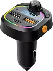 FM Transmitter,Bluetooth FM Transmitter Wireless Radio Adapter Car Kit with Dual